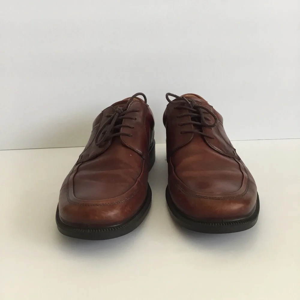 Ecco Mens Brown Leather Oxford Casual Shoes Lace Up Size 45 EU